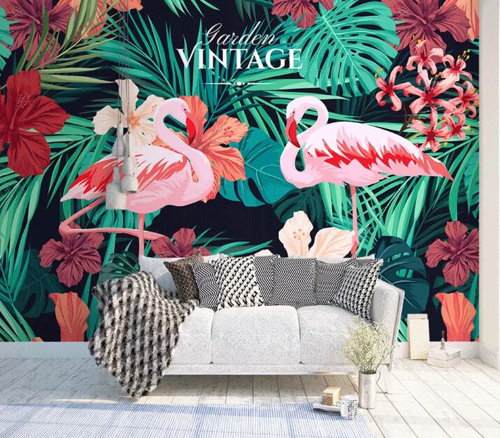 3D Flower Flamingo WC1517 Wall Murals