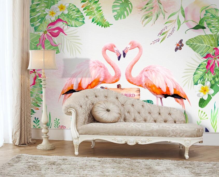 3D Pink Flamingo WC22 Wall Murals Wallpaper AJ Wallpaper 2 