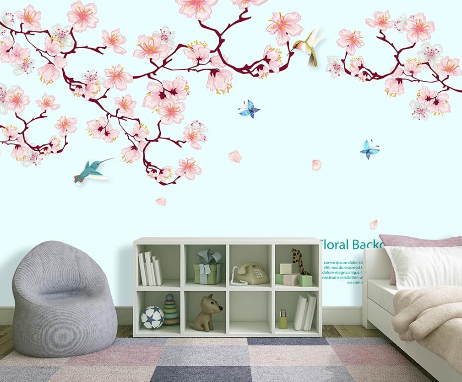 3D Flower Butterfly WC19 Wall Murals Wallpaper AJ Wallpaper 2 