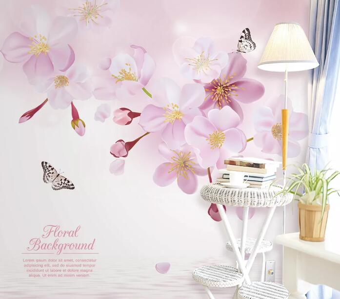 3D Flower Butterfly WC79 Wall Murals Wallpaper AJ Wallpaper 2 