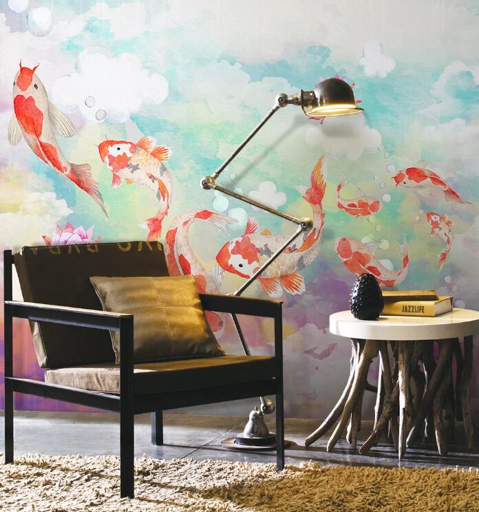 3D Goldfish Flower WC1463 Wall Murals