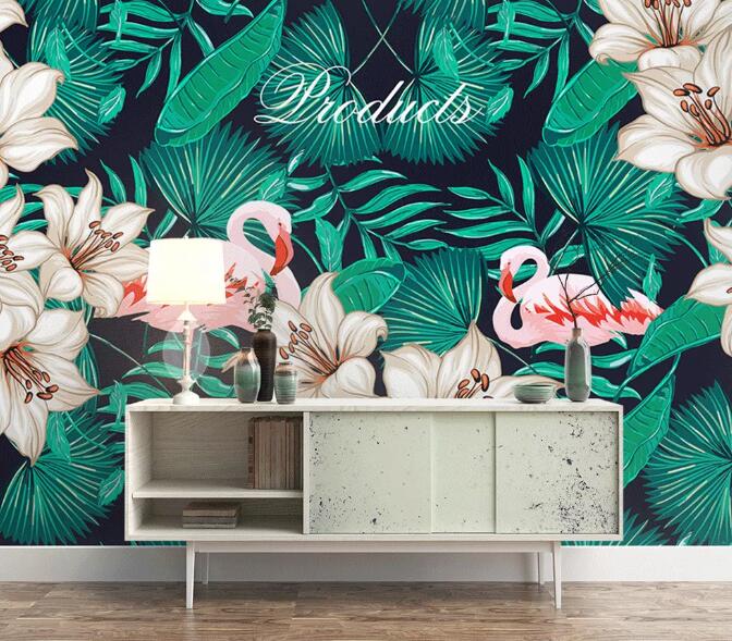 3D Pink Flamingo WC77 Wall Murals Wallpaper AJ Wallpaper 2 