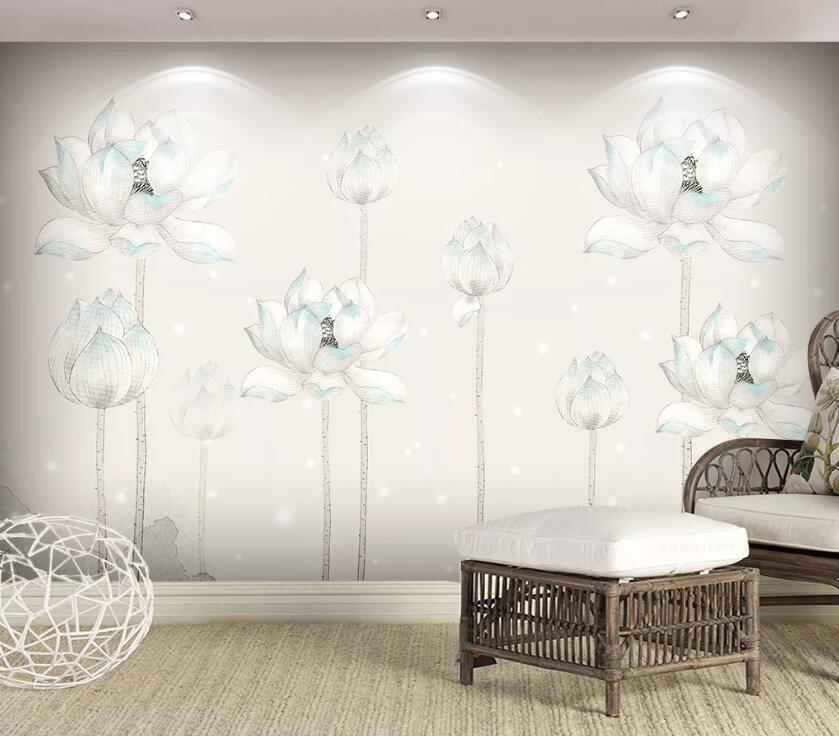 3D White Lotus WC66 Wall Murals Wallpaper AJ Wallpaper 2 
