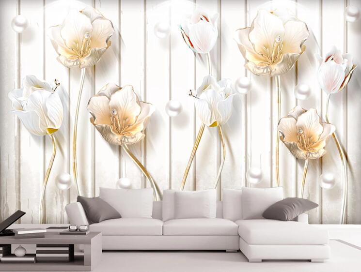 3D Pearl Flower WC42 Wall Murals Wallpaper AJ Wallpaper 2 