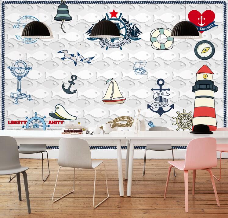 3D Lighthouse Bell WC1423 Wall Murals