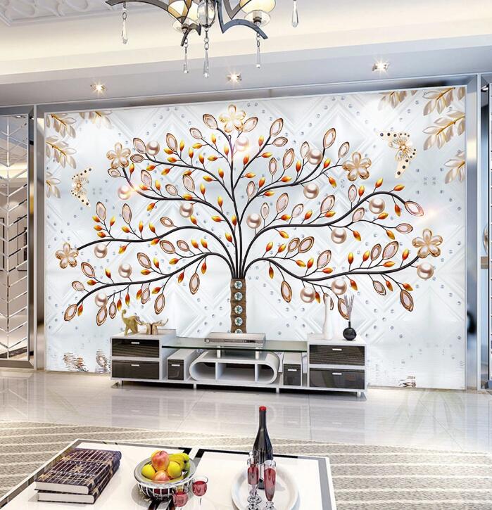 3D Pearl Tree WC1394 Wall Murals