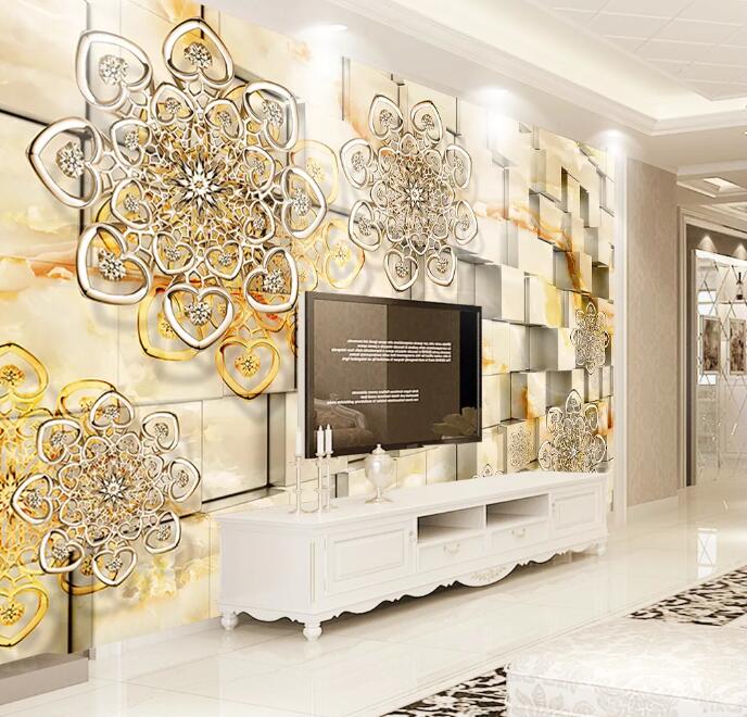3D Square Flower WC1390 Wall Murals