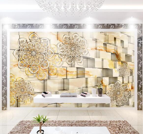 3D Square Flower WC1390 Wall Murals