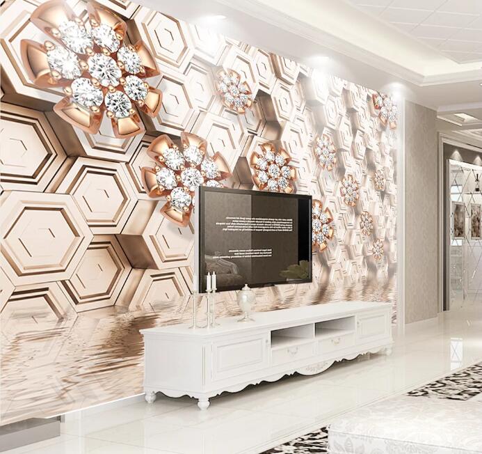 3D Diamond Flower WC05 Wall Murals Wallpaper AJ Wallpaper 2 