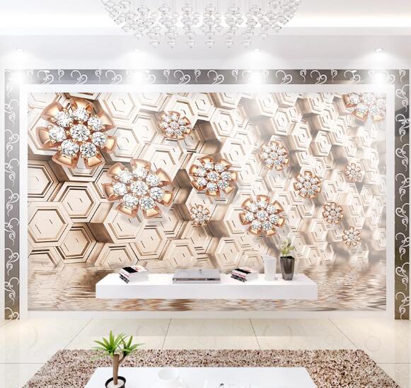 3D Diamond Flower WC05 Wall Murals Wallpaper AJ Wallpaper 2 