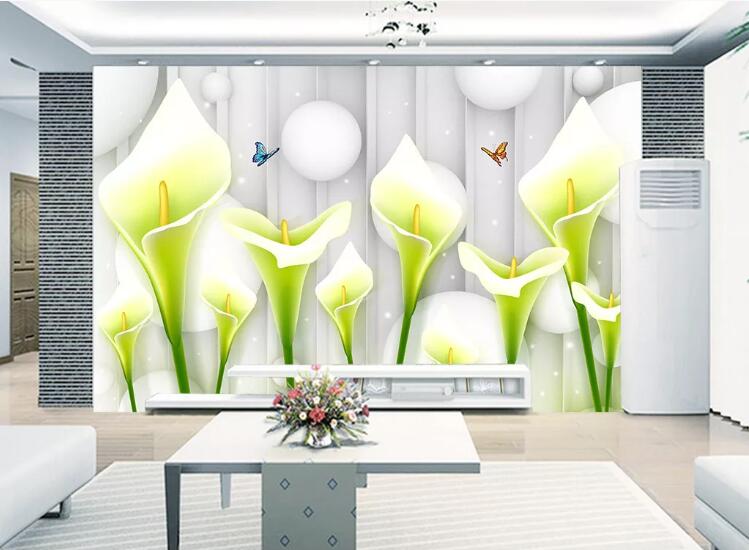 3D Lily Butterfly WC89 Wall Murals Wallpaper AJ Wallpaper 2 