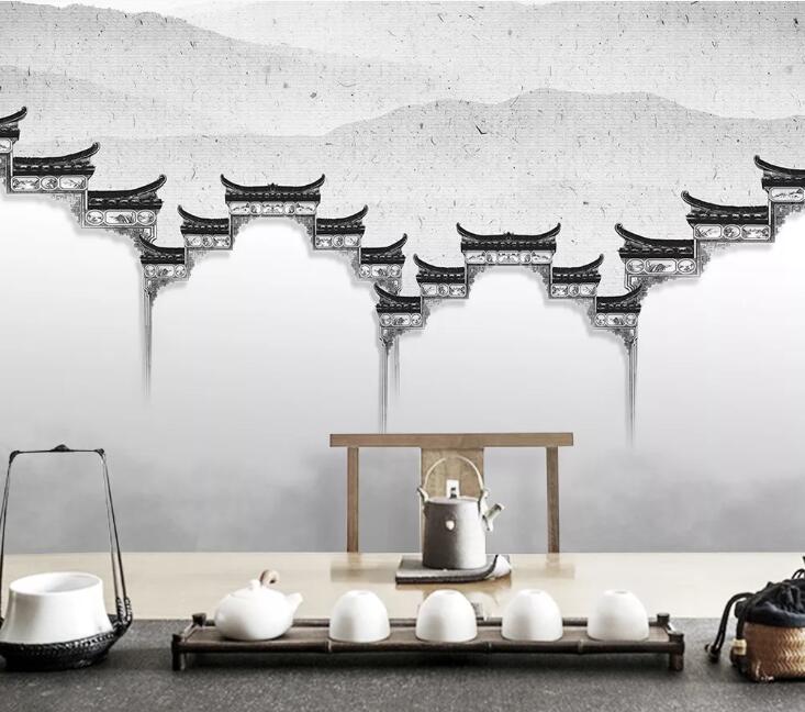 3D Retro Roof WC1367 Wall Murals