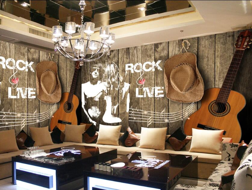 3D Hat Guitar WC1308 Wall Murals