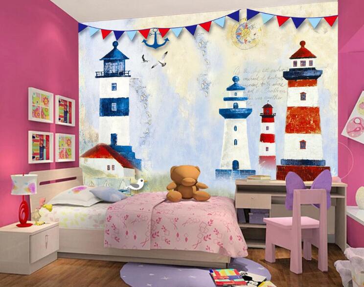 3D Lighthouse Bird WC1303 Wall Murals