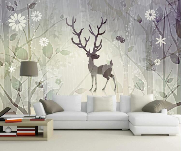3D White Fawn WC1301 Wall Murals