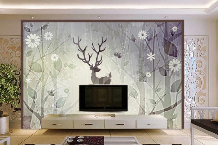 3D White Fawn WC1301 Wall Murals