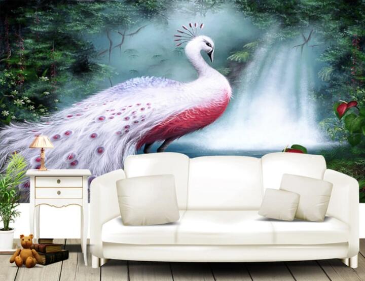 3D Peacock Falls WC1296 Wall Murals