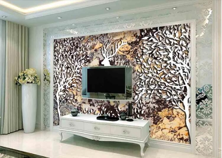 3D White Deer WC320 Wall Murals