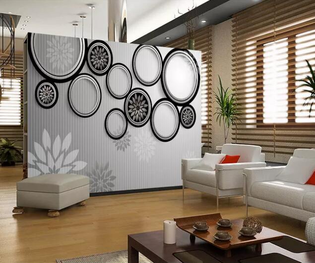 3D Black Circle Flower WC103 Wall Murals