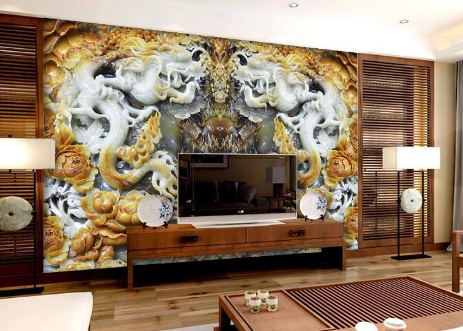 3D Yellow Jade WC140 Wall Murals