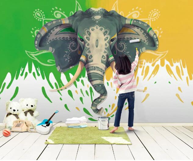 3D Totem Elephant WC654 Wall Murals