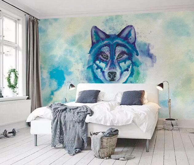 3D Green Wolf WC660 Wall Murals
