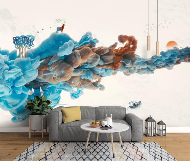3D Blue Cloud WC941 Wall Murals