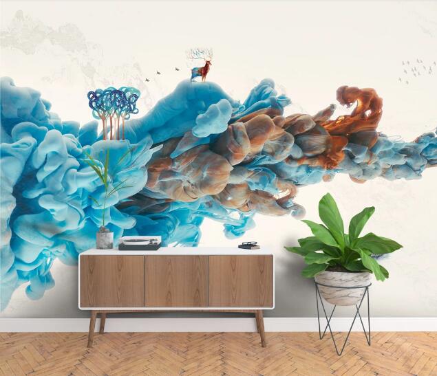 3D Blue Cloud WC941 Wall Murals