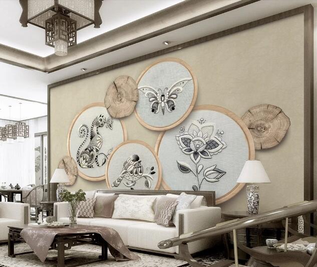 3D Embroidered Cat WC227 Wall Murals