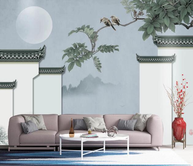 3D Moon Roof Bird WC2420 Wall Murals