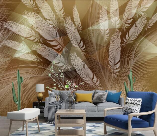 3D Feather Pattern WC1497 Wall Murals