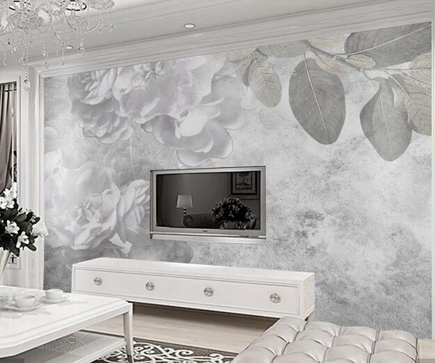 3D White Peony WC1361 Wall Murals