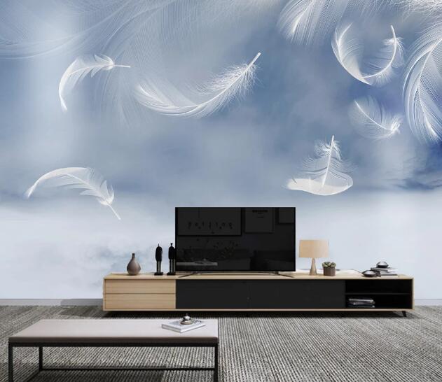 3D White Feather WC1349 Wall Murals