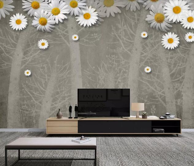 3D White Chrysanthemum WC1359 Wall Murals