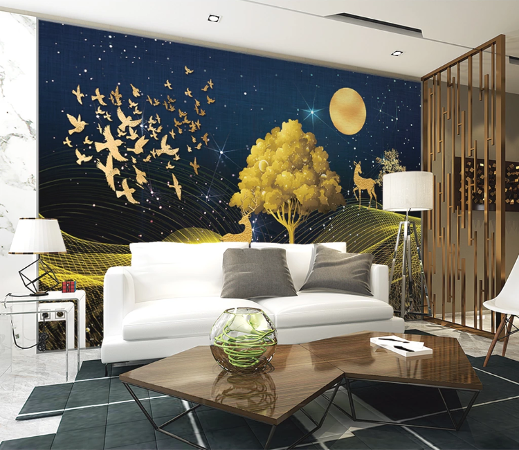 3D Golden Bird WC1990 Wall Murals