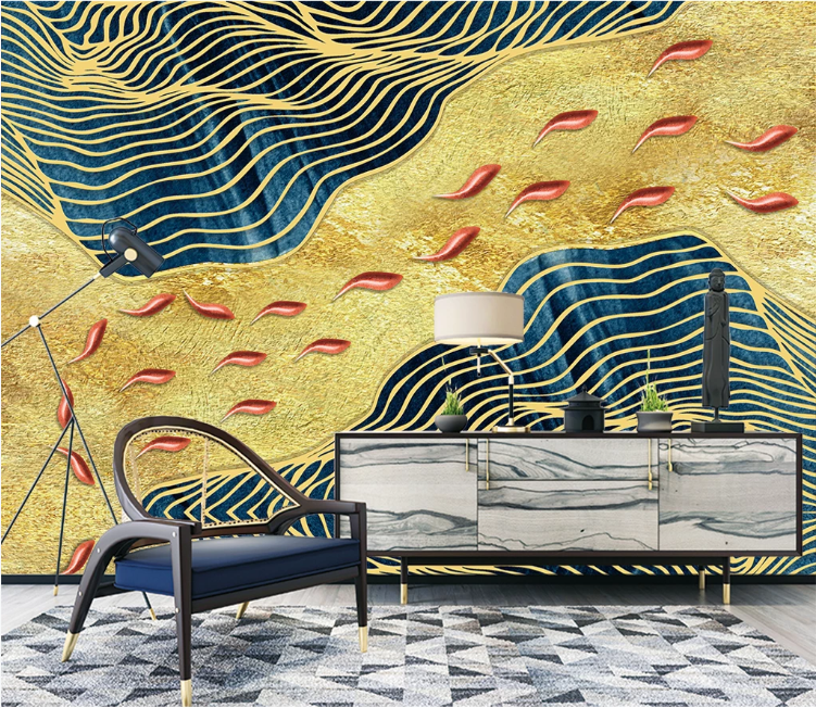 3D Red Goldfish WC1921 Wall Murals