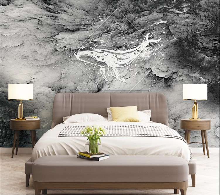 3D Whale Pattern WC1853 Wall Murals