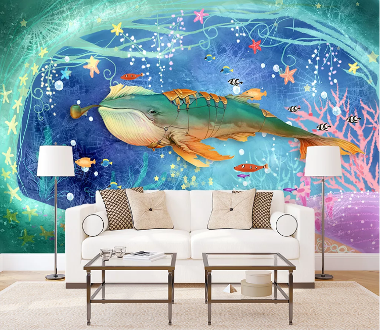3D Star Whale WC1693 Wall Murals