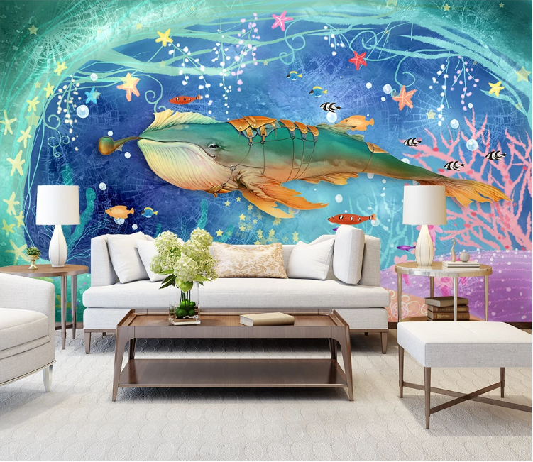 3D Star Whale WC1693 Wall Murals