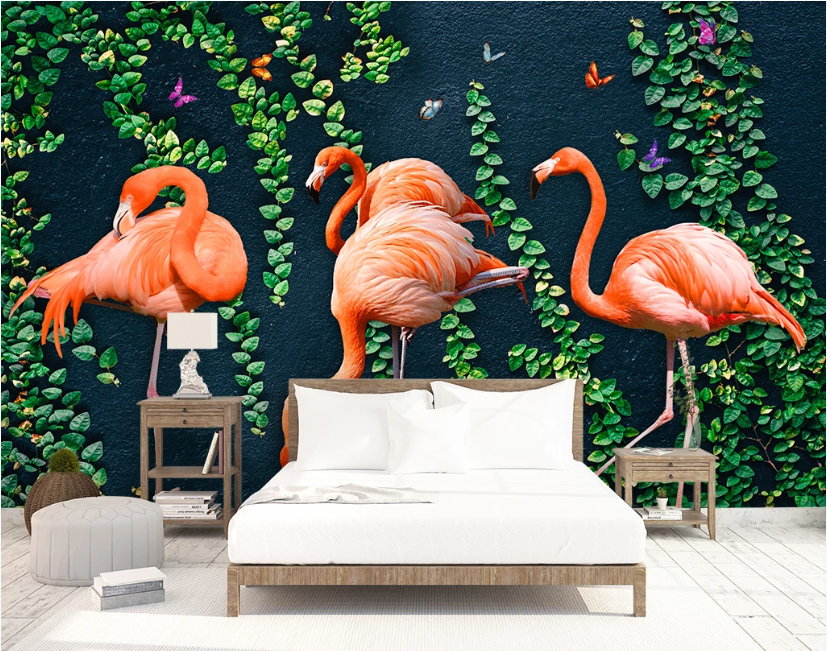 3D Flamingo Parthenocissus WC1642 Wall Murals