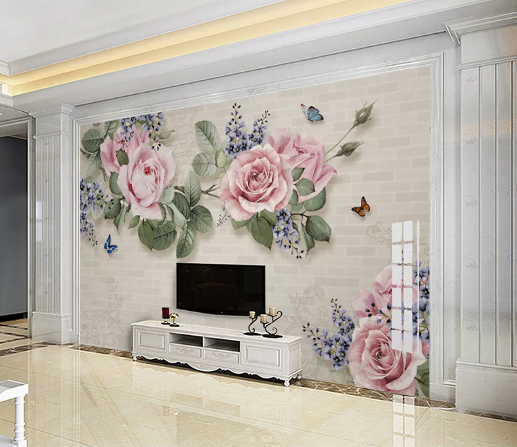 3D Rose butterfly WC621 Wall Murals