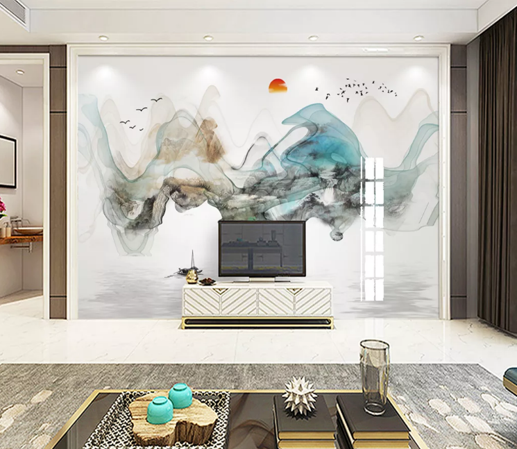 3D Sun Fisherman WC617 Wall Murals