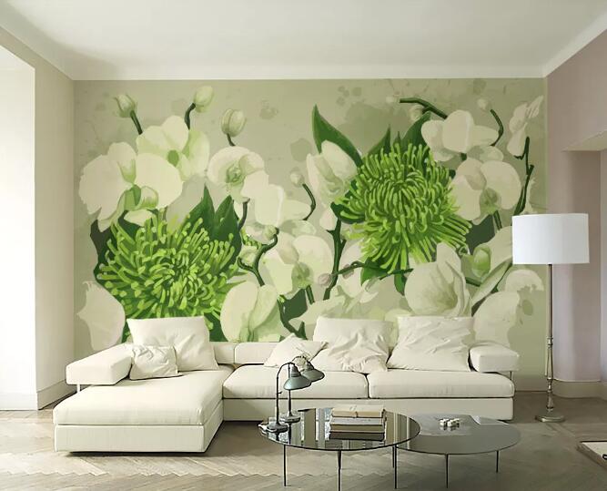 3D Green Flower WC191 Wall Murals