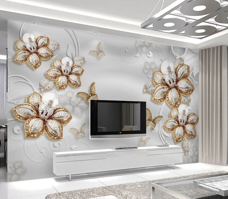 3D Golden Butterfly WC258 Wall Murals