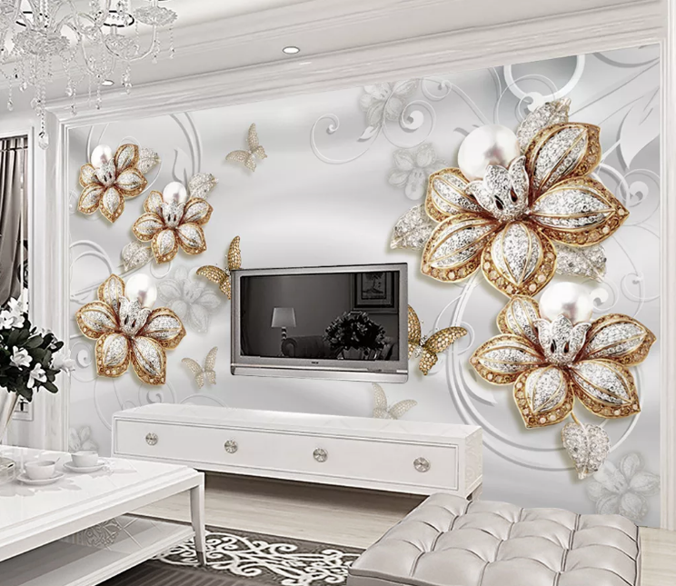 3D Golden Butterfly WC258 Wall Murals