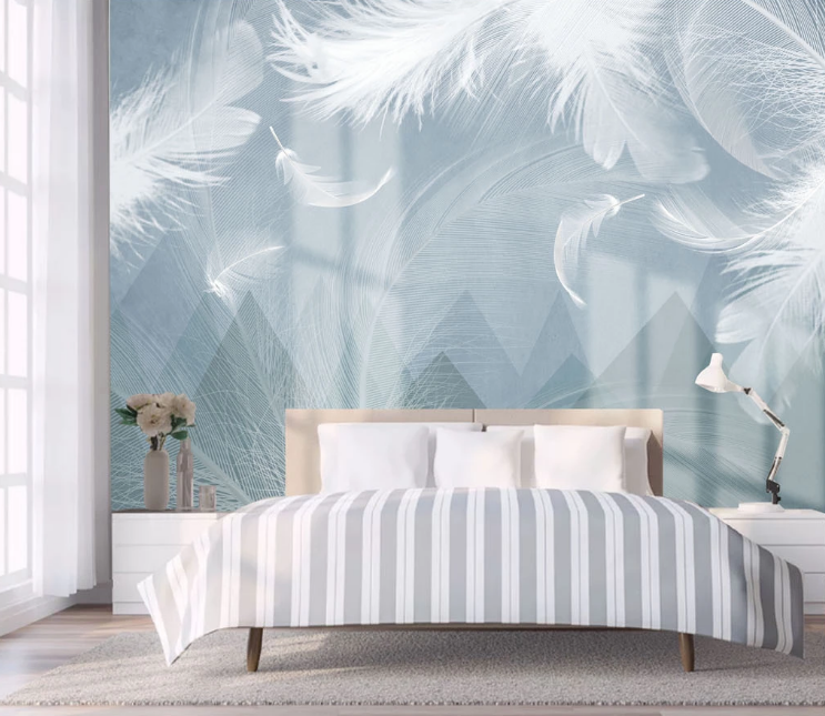 3D White Feather WC2453 Wall Murals