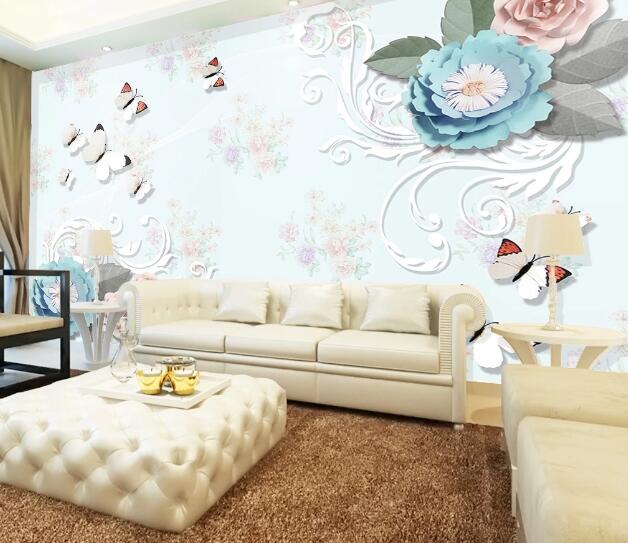 3D Rose Butterfly WC594 Wall Murals