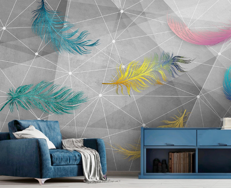 3D Bright Feathers WC2628 Wall Murals