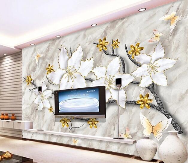 3D Golden Flower WC564 Wall Murals