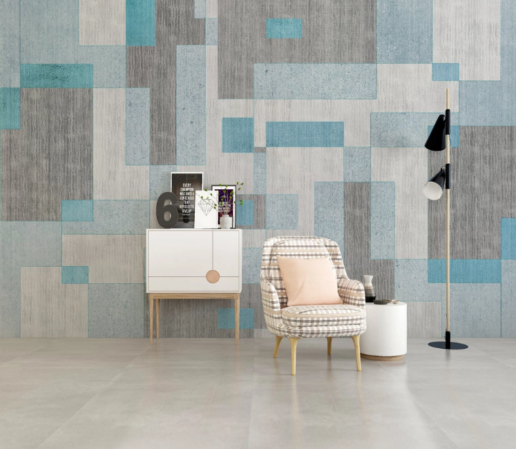 3D Blue Square WC2619 Wall Murals